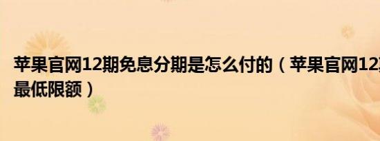 苹果官网12期免息分期是怎么付的（苹果官网12期免息分期最低限额）