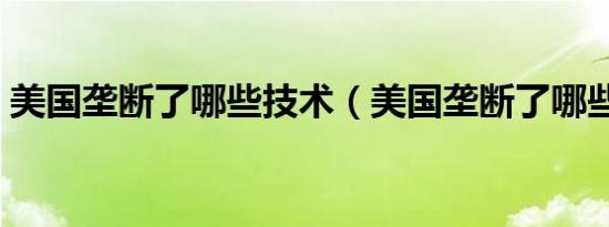 美国垄断了哪些技术（美国垄断了哪些芯片）