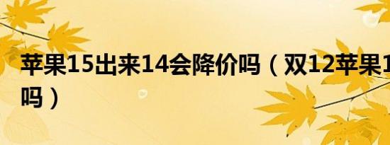 苹果15出来14会降价吗（双12苹果13会降价吗）