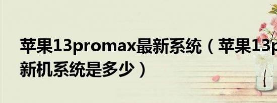 苹果13promax最新系统（苹果13promax新机系统是多少）