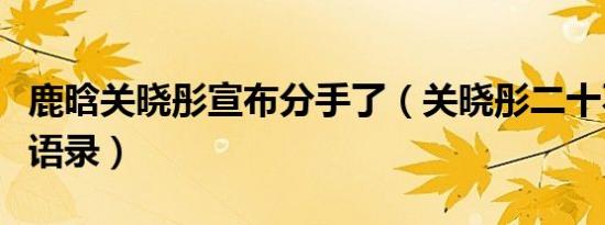 鹿晗关晓彤宣布分手了（关晓彤二十不惑励志语录）