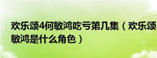 欢乐颂4何敏鸿吃亏第几集（欢乐颂3中的何敏鸿是什么角色）