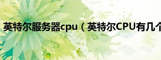 英特尔服务器cpu（英特尔CPU有几个系列）