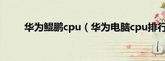 华为鲲鹏cpu（华为电脑cpu排行）