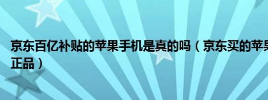 京东百亿补贴的苹果手机是真的吗（京东买的苹果13怎么查正品）