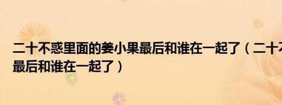 二十不惑里面的姜小果最后和谁在一起了（二十不惑毛晓彤最后和谁在一起了）