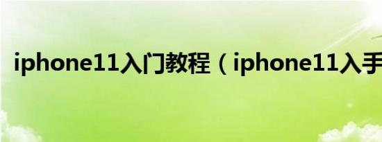 iphone11入门教程（iphone11入手步骤）