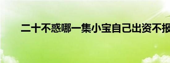 二十不惑哪一集小宝自己出资不报销