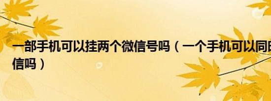 一部手机可以挂两个微信号吗（一个手机可以同时挂两个微信吗）