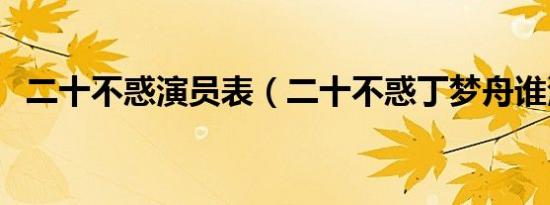 二十不惑演员表（二十不惑丁梦舟谁演的）