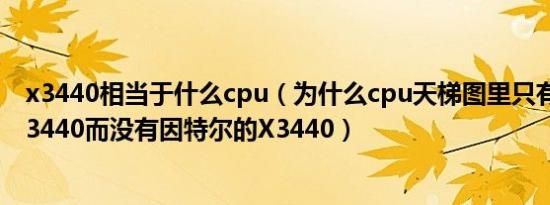 x3440相当于什么cpu（为什么cpu天梯图里只有AMD的X3440而没有因特尔的X3440）