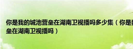 你是我的城池营垒在湖南卫视播吗多少集（你是我的城池营垒在湖南卫视播吗）