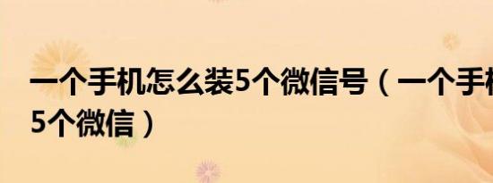 一个手机怎么装5个微信号（一个手机怎么装5个微信）