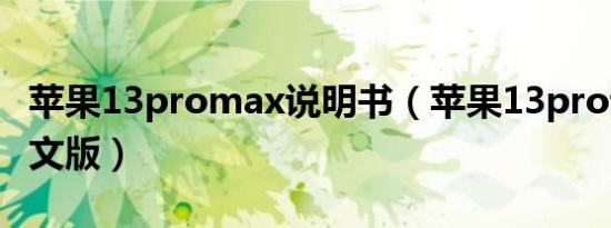 苹果13promax说明书（苹果13pro说明书中文版）