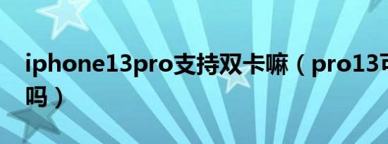 iphone13pro支持双卡嘛（pro13可以双卡吗）