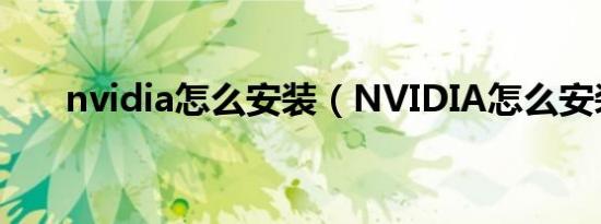 nvidia怎么安装（NVIDIA怎么安装）