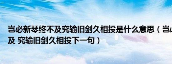 岂必新琴终不及究输旧剑久相投是什么意思（岂必新琴终不及 究输旧剑久相投下一句）