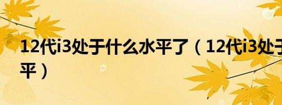 12代i3处于什么水平了（12代i3处于什么水平）