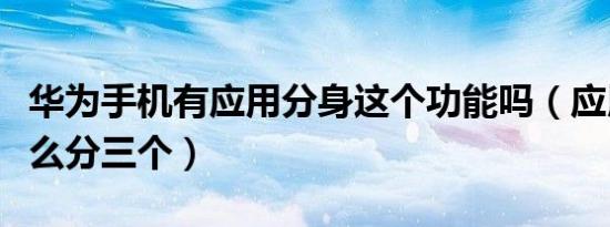 华为手机有应用分身这个功能吗（应用分身怎么分三个）