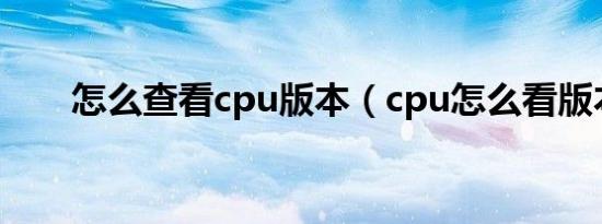 怎么查看cpu版本（cpu怎么看版本）