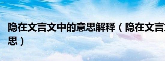 隐在文言文中的意思解释（隐在文言文中的意思）