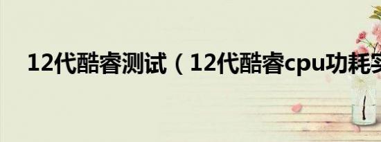 12代酷睿测试（12代酷睿cpu功耗实测）