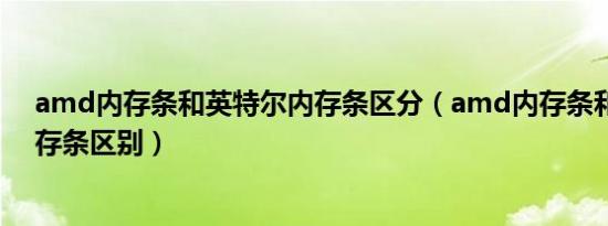 amd内存条和英特尔内存条区分（amd内存条和英特尔内存条区别）