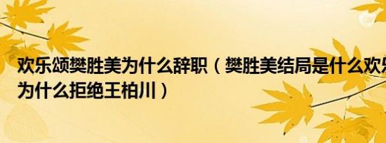 欢乐颂樊胜美为什么辞职（樊胜美结局是什么欢乐颂樊胜美为什么拒绝王柏川）