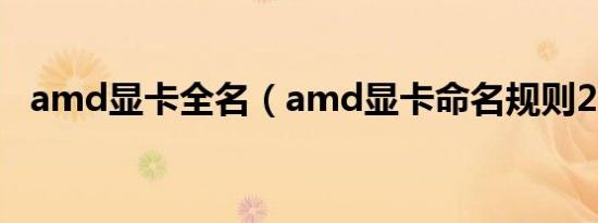 amd显卡全名（amd显卡命名规则2019）