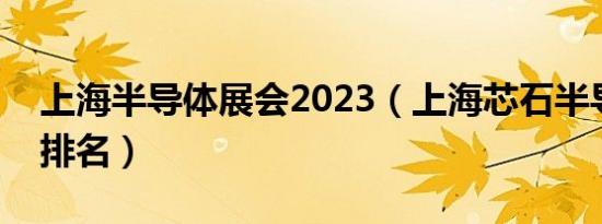 上海半导体展会2023（上海芯石半导体国内排名）