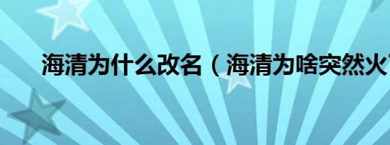 海清为什么改名（海清为啥突然火了）