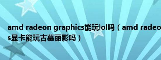 amd radeon graphics能玩lol吗（amd radeon graphics显卡能玩古墓丽影吗）