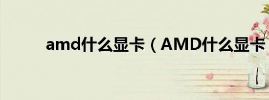 amd什么显卡（AMD什么显卡）