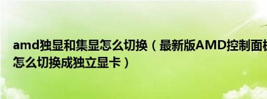 amd独显和集显怎么切换（最新版AMD控制面板集成显卡怎么切换成独立显卡）