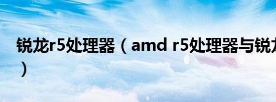 锐龙r5处理器（amd r5处理器与锐龙哪个好）