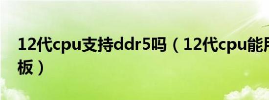 12代cpu支持ddr5吗（12代cpu能用什么主板）