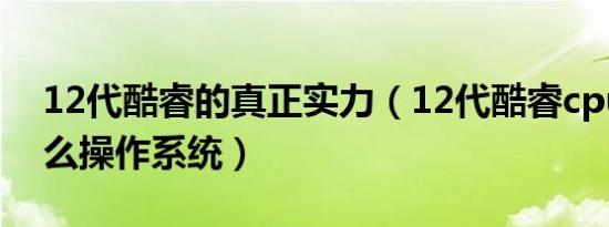 12代酷睿的真正实力（12代酷睿cpu支柱什么操作系统）