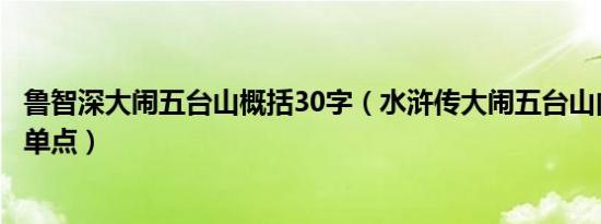 鲁智深大闹五台山概括30字（水浒传大闹五台山内容概括简单点）