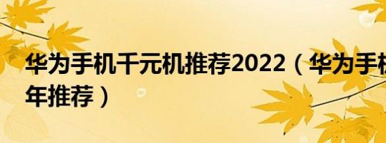 华为手机千元机推荐2022（华为手机千元机年推荐）