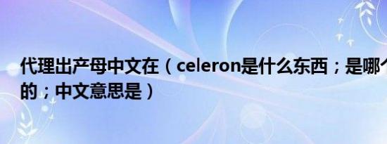 代理出产母中文在（celeron是什么东西；是哪个公司出产的；中文意思是）