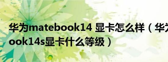 华为matebook14 显卡怎么样（华为matebook14s显卡什么等级）