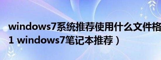 windows7系统推荐使用什么文件格式（2021 windows7笔记本推荐）