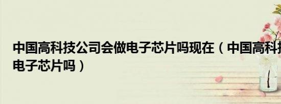 中国高科技公司会做电子芯片吗现在（中国高科技公司会做电子芯片吗）