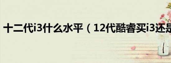 十二代i3什么水平（12代酷睿买i3还是买i5）