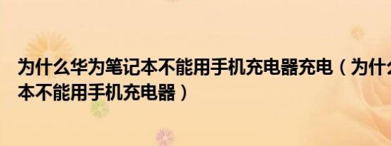 为什么华为笔记本不能用手机充电器充电（为什么华为笔记本不能用手机充电器）