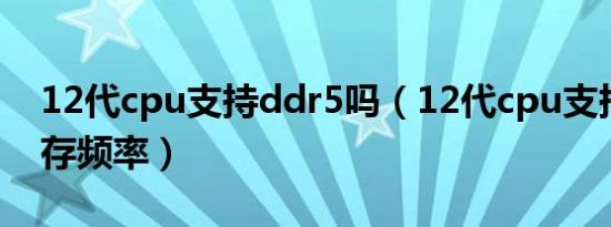 12代cpu支持ddr5吗（12代cpu支持多大内存频率）