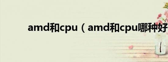 amd和cpu（amd和cpu哪种好）