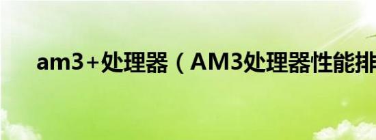 am3+处理器（AM3处理器性能排行）