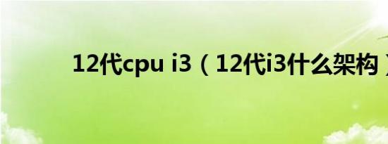 12代cpu i3（12代i3什么架构）