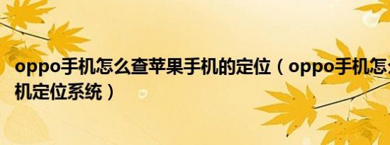 oppo手机怎么查苹果手机的定位（oppo手机怎么查苹果手机定位系统）